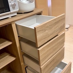 【8/23まで限定販売】ナチュラル木目調レンジ台、キッチン台、食器棚、キッチン収納の画像