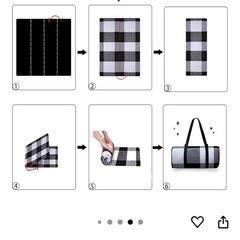 GEEK LIGHTING レジャーシート 厚手ピクニックマット200 * 200cm 厚手 3層構造 軽量 持ち運び 防水 大判 大人子供 4~6人用 ベビーマット プレイマット キャンプマット 折り畳みやすい 収納便利 (ブラック/ホワイト, 200cm*200cm)の画像