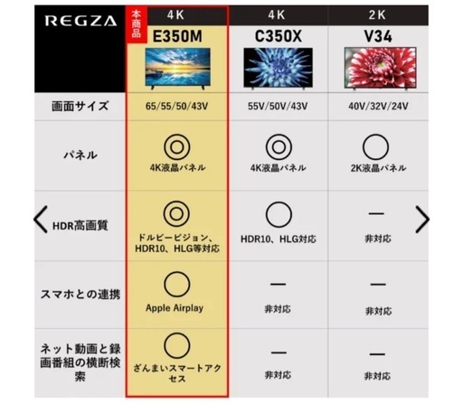 REGZA65型　2025年1月購入　TOSHIBA 65E350M