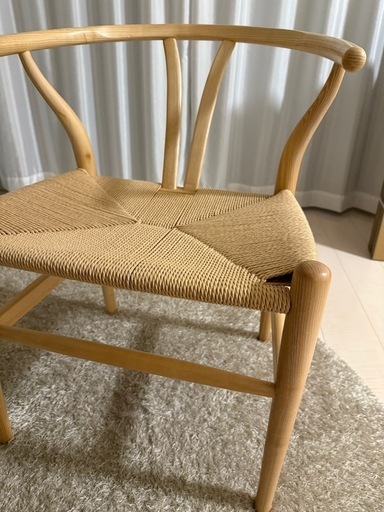 【美品】2脚セットペーパーコード ダイニングチェア 完成品 天然木　ナチュラル