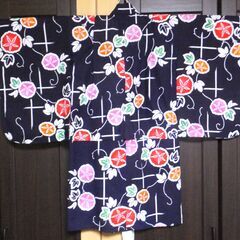 子供浴衣★注染★カラフル朝顔★size１１０～１３０の画像