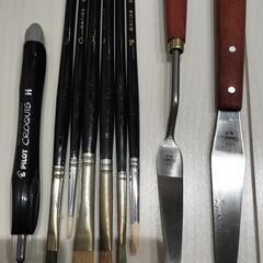 油絵 画材セット HOLBEIN 絵具 筆 ホルベイン キャンバス PILOT クロッキー ペンチングオイル 油壺 筆洗液 ペインティングナイフ パレットの画像