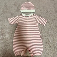ベビー 服 帽子 50 - 60 2WAYオール 新生児の画像
