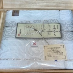 【新品】今治謹製 白織タオル 木箱入り 2枚セット(バスタオル・ウォッシュタオル)の画像