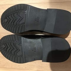 ブラックレザー スリッポンシューズの画像