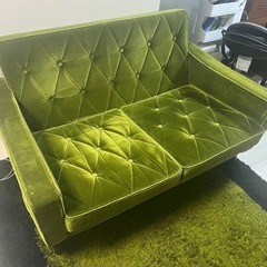 カリモク60 karimoku ロビーチェア 2シーター モケットグリーンの画像