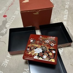 【8/20まで】65三段重箱 赤 花柄の画像