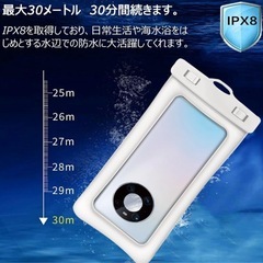 スマホ防水ケース 水に浮く IPX8認定 4〜7インチ対応 首掛け ストラップ付の画像