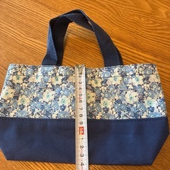 【USED】☆ミニトートバッグ☆花柄☆青色☆の画像