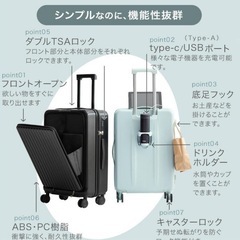 スーツケース 機内持ち込み s 軽量 拡張 32L フロントオープン の画像