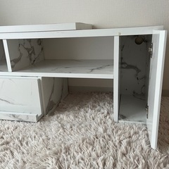 テレビ台 コーナー ローボード 白 伸縮 収納の画像