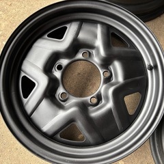 スズキ 純正 JA11 ジムニー　5穴 ホイール 4本 16×5J スチールホイール　鉄チン　マットブラック塗の画像