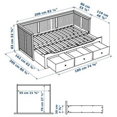 IKEA HEMNES ヘムネス デイベッド クイーンサイズ 収納 ホワイト 人気商品の画像