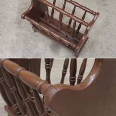 ≪zyt2398ジ≫ 飛騨産業 マガジンラック 現状品 アンティーク調/ヴィンテージ家具/木製家具/穂高/キツツキ/レトロ/中古家具/宮城県仙台市 70806-11の画像