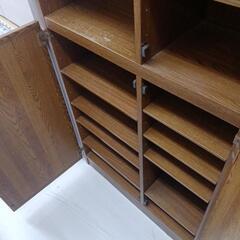 【ドリーム尾浜店】ミラー付シューズBOX　平田家具　LBR　※キズ　ハガレ等あり　※使用感あり　高さ（H)180.5×幅（W)76×奥行(D)33cmの画像