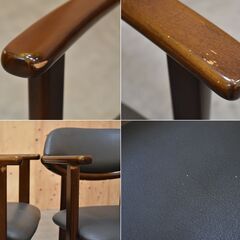 ≪zyt2399ジ限≫ レトロ家具 ダイニングチェア・ベンチ セット 現状品 TOA/トーア/肘付き/アームチェア/中古家具/宮城県仙台市 70808-02の画像