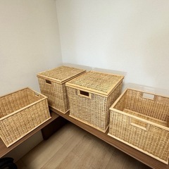 【0円／本日限定／自取】木製収納ボックス4個セット の画像
