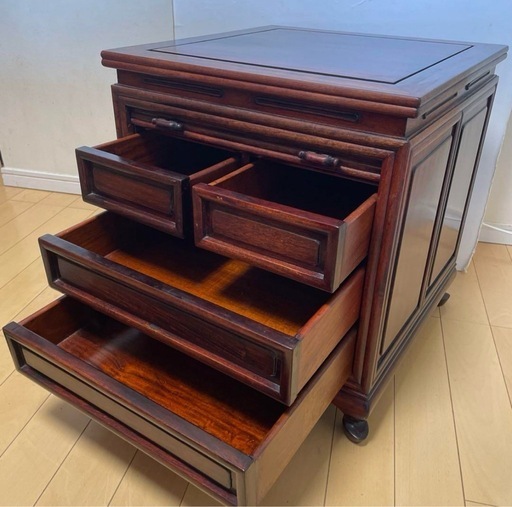 美品】唐木家具 蛇腹扉•収納付ミニチェスト セール ヴィンテージ