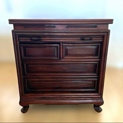 【美品】唐木家具 蛇腹扉•収納付ミニチェスト ヴィンテージの画像