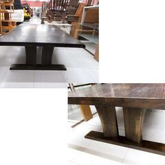 使用感あり キズ多め TOYOファニチャー 座卓 ローテーブル 幅 約150cm 木製 ブラウン系 センターテーブル リビング 家具 大きめ 苫小牧西店 の画像