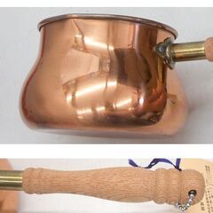タグ付き未使用・長期保管品 純銅製 ミルクパン 小 ミニ 700ml 木柄　底径 11cm COPPER 5000 ☆ PayPay(ペイペイ)決済可能 ☆ 札幌市 豊平区 平岸 平岸店の画像