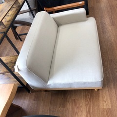 2人掛けソファー　シミ有り　程度B ベージュ×ブラウン【取りに来れる方限定】の画像