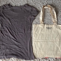 お揃いのTシャツとエコバッグ　エコバッグは未使用の画像
