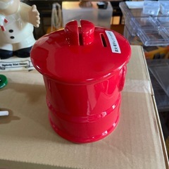 【非売品】郵便局限定 赤いポスト型 陶器貯金箱 レトロ インテリアの画像