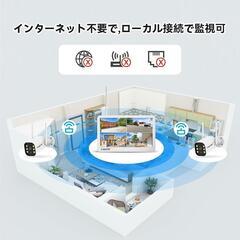 【久居イオン引渡し】新品 防犯カメラ 500万画素 2台＋モニター HDD付 ワイヤレス 屋外対応の画像