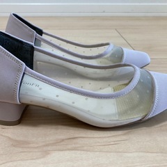 シフォンフィット　ベージュ　ドットパンプス　メッシュ　23㎝の画像