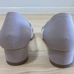 シフォンフィット　ベージュ　ドットパンプス　メッシュ　23㎝の画像