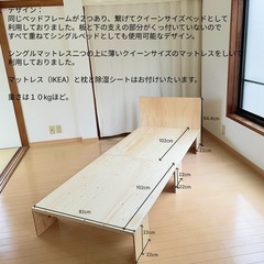 シングルベッドフレーム、マットレス、枕　セットの画像