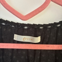 【USED】☆レディース☆フリルブラウス☆黒色☆水玉☆Lサイズ相当☆可愛い☆の画像