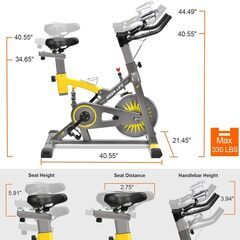 フィットネスバイク スピンバイク 静音 本格的トレーニング 心拍数測定 多段階負荷調節 家庭用 サドル＆ハンドル調節可能 高機能デジタルメーター付き エアロバイク トレーニング器具 移動用キャスター付き エアロビクスバイク IDEER LIFEの画像