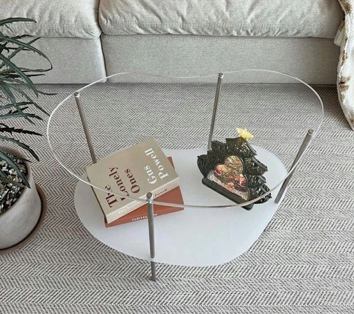 【値下げ/引取り限定】ビーンズ型2段テーブル／韓国インテリア サイドテーブル センターテーブル