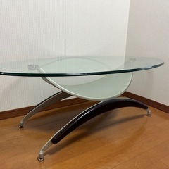 【多数出品中】ガラステーブル　強化ガラスセンターテーブル　オシャレ楕円形の画像