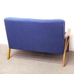 新札幌 NITORI ニトリ 二人掛けソファ ルッキ2KD 布張り ブルー系 幅116×奥行74×高さ80cm No.3538の画像