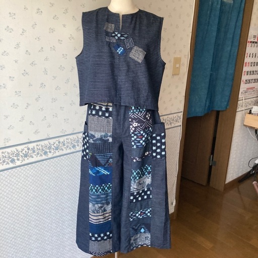 書正紬　　セットアップ　手作り