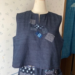書正紬　　セットアップ　手作りの画像