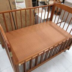 KATOJI ベビーベッド ※下段の収納棚板欠品 幅124×奥行78×高さ91cm キャスター付き ブラウン系 出生後24ヵ月以内 家具 ベビー用品 ベット 苫小牧西店 の画像
