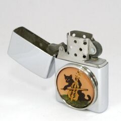 中古 火花確認済み ZIPPO 黒猫 チェロ 2000年製造 オイルライター 札幌市 清田区 平岡の画像
