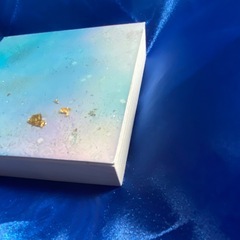 ④ アルコールインクアート 原画 一点物 レジン加工 金箔入り 木製パネル貼り 絵画 インテリア  の画像