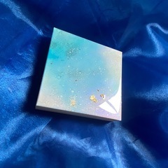 ④ アルコールインクアート 原画 一点物 レジン加工 金箔入り 木製パネル貼り 絵画 インテリア  の画像