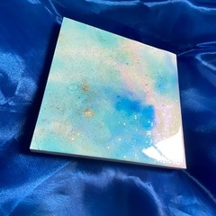 ⑤【ご希望の価格でお譲りします】アルコールインクアート 原画 一点物 レジン加工 木製パネル貼りグリッター入り  絵画 インテリア  の画像