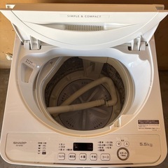 SHARP洗濯機<2020年式> 5.5kg ES-GE5D-W  の画像
