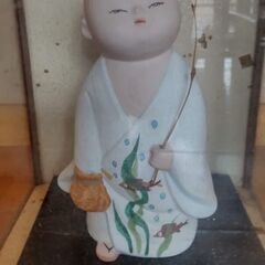 日本人形（童）　ガラスケース付きの画像