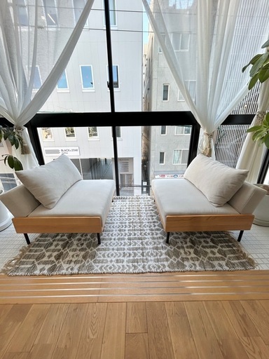 引き取り限定@香椎ソファ　ソファベッド　ウッドフレーム