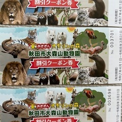 秋田県　大森山動物園　割引券　5枚の画像