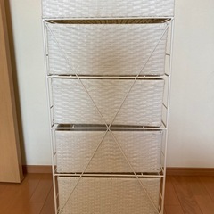 ラタン風★サニタリー★ランドリーチェスト　ホワイト収納家具　カゴの画像