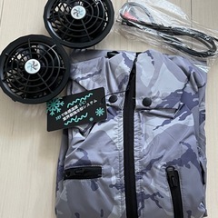 【新品未使用】空調作業服 ベスト ファン バッテリー セット グレー Lサイズの画像